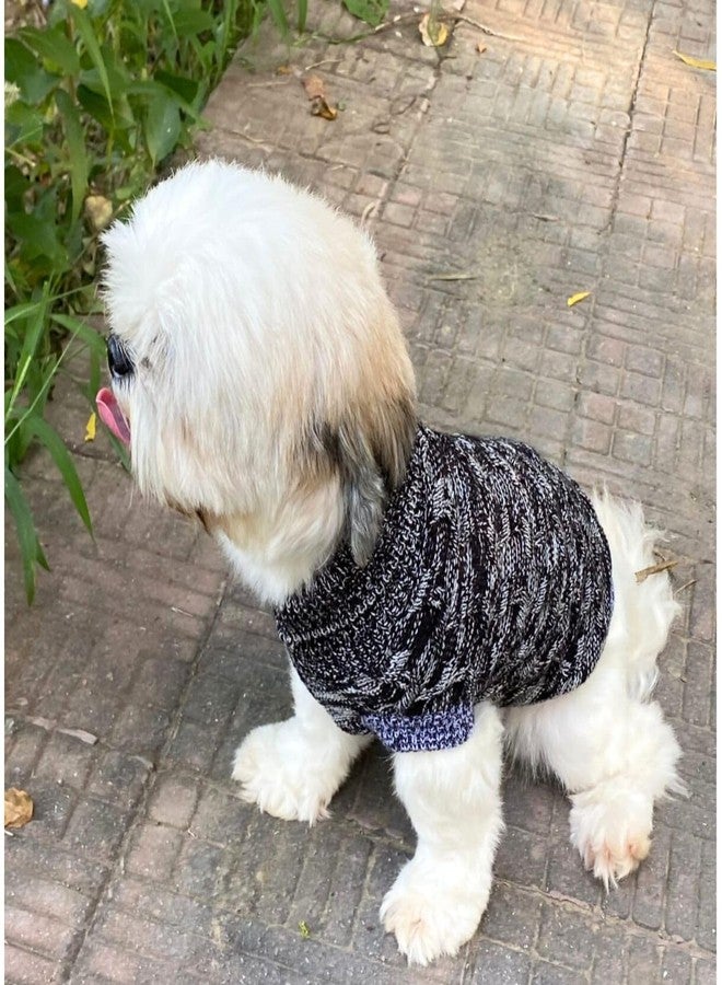 Lulala Dog Sweater for Small Dogs Winter | Warm Woolen Pet Sweater for Shih Tzu, Pomeranian, Maltese | Soft Knit Dog Clothes for Puppy | Black & Grey Stylish Winterwear - Image 2